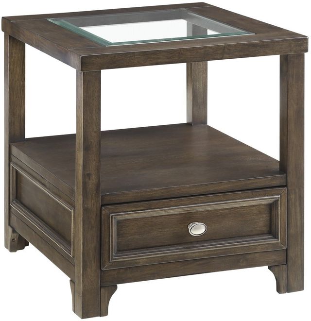 Homelegance® Auburn Glass Top End Table with Brown Cherry Base -0