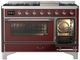 Ilve® Majestic III 48" Burgundy Pro Style Dual Fuel Liquid Propane Range with Triple Glass Door and Chrome Trim-2