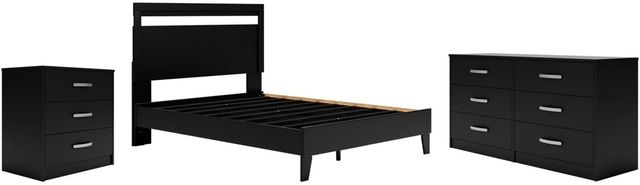 Signature Design by Ashley® Finch 3-Piece Black Queen Panel Platform Bed Set-0
