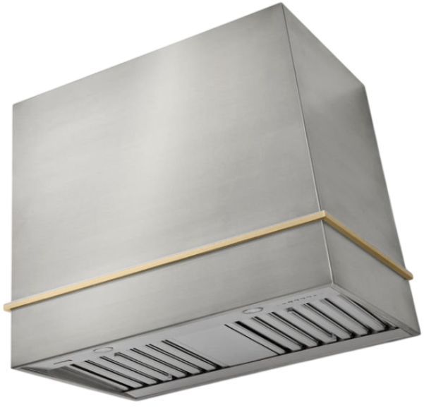 AGA Loge 36" Stainless Steel Wall Mounted Range Hood with Brushed Brass Trim-0
