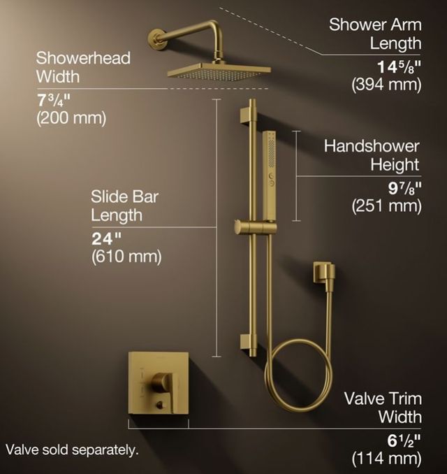KOHLER® Honesty® Vibrant Brushed Moderne Brass 1.75 GPM Showering Kit-2