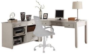 Parker House® Boca 3-Piece Cottage White L-Shaped Office Desk with Credenza Set 
