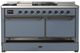 Ilve® Majestic III 60" Blue Gray Pro Style Dual Fuel Natural Gas Range with Griddle and Burnished Trim-2