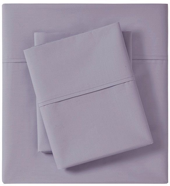 Olliix by Madison Park Purple Full Peached Percale Cotton Sheet Set-0
