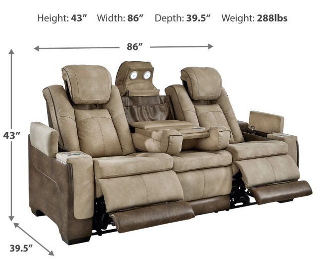 Signature Design by Ashley® Next-Gen DuraPella Sand Power Reclining Sofa with Adjustable Headrest-4