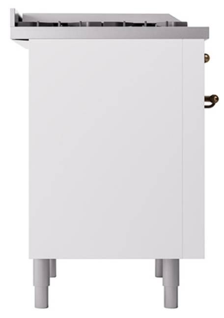 Ilve® Nostalgie II Noblesse 36'' White Pro Style Dual Fuel Range with Burnished Trim-2