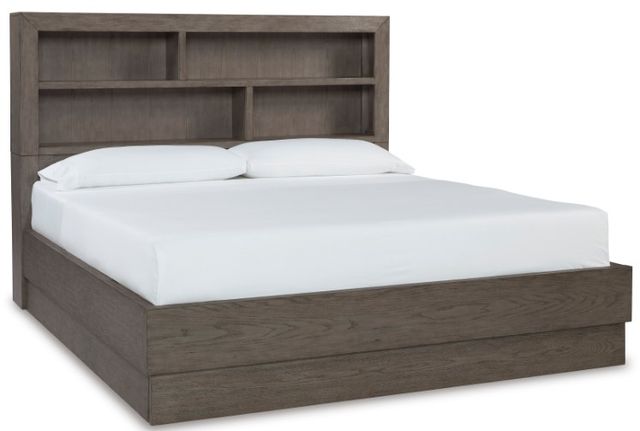 Benchcraft® Anibecca 3-Piece Weathered Gray California King Bookcase Bed Set-1