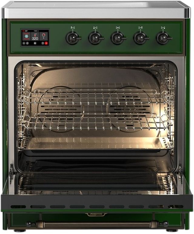 Ilve® Majestic III 30" Emerald Green Pro Style Induction Range with Triple Glass Door and Burnished Trim-1