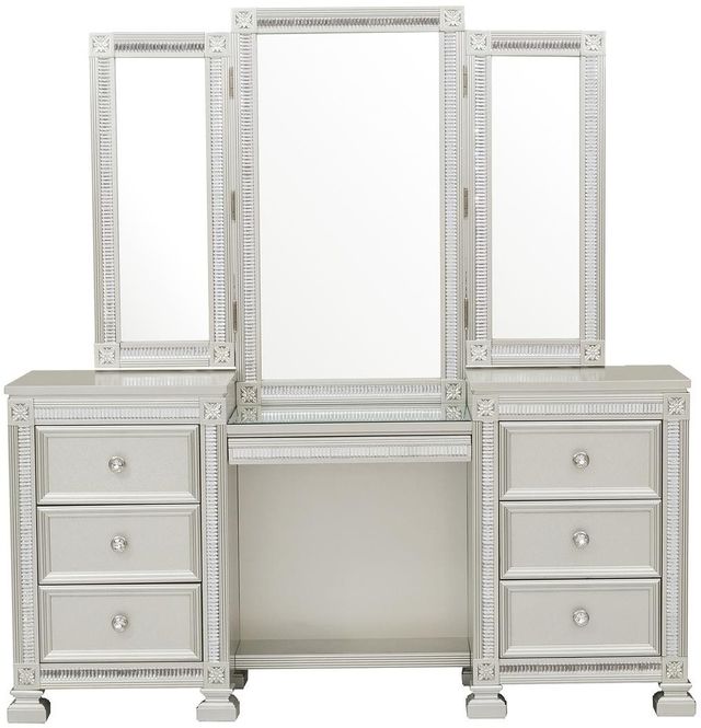 Homelegance® Bevelle Silver Vanity Dresser and Mirror-2