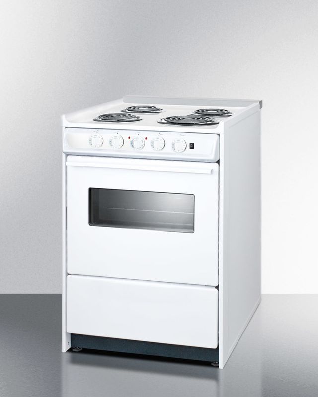 Summit® 24" White Slide in Electric Range-2