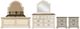 New Classic® Home Furnishings Anastasia 5-Piece Antique White Queen Upholstered Bedroom Set with Two Nightstands-0