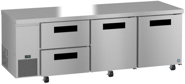 Hoshizaki Steelheart® 93" 30.17 Cu. Ft. Stainless Steel Three Section Undercounter Side Mount Refrigerator with Drawer/Door Combo-1