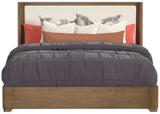 Flexsteel® Normandy Cream/Driftwood King Upholstered Panel Storage Bed-3