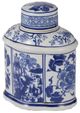 A & B Home 2-Piece Blue/White Porcelain Jars Set-3