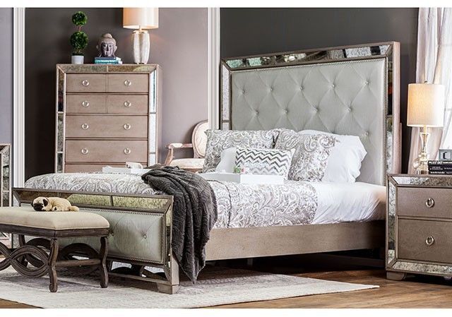 Furniture of America® Loraine Champagne California King Bed-1