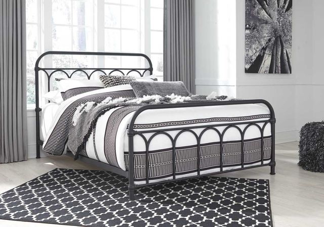 Signature Design by Ashley® Nashburg 2-Piece Black/White Queen Metal Bed Set-3