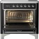 Ilve® Majestic III 36" Glossy Black Pro Style Induction Range with Solid Door and Chrome Trim-1