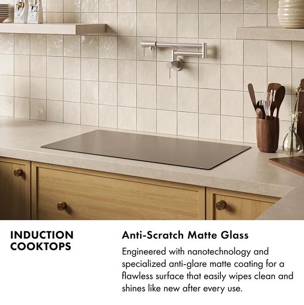 ZLINE 36" Black Induction Cooktop with Anti-Scratch Glass and 5-Elements-4