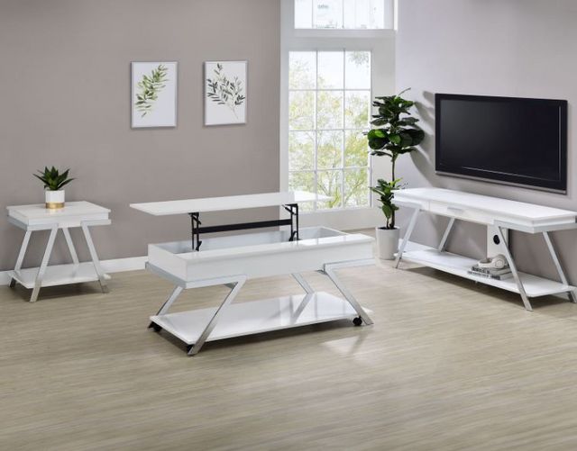 Steve Silver Co. Zena White TV Stand with Drawer-5