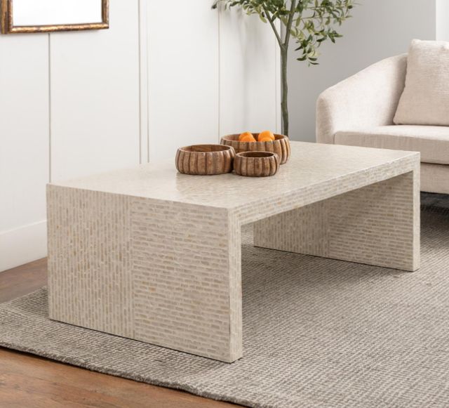 Deco Marche Deco Marche Heritage Cream Mosaic Inlay Living Room Coffee Table-1