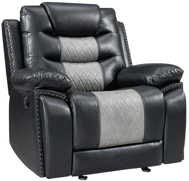 New Classic® Home Furnishings Nikko Black/Gray Power Glider Recliner-0