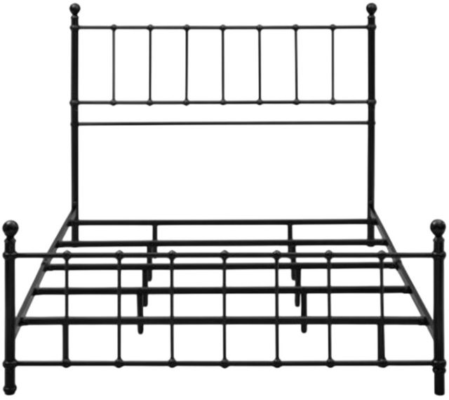 Bernards Zora Black Queen Flat Rail Spindle Metal Bed-1