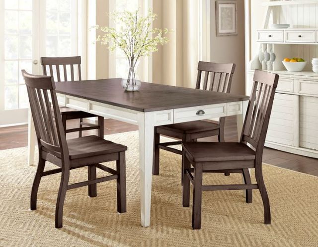 Steve Silver Co. Cayla 5-Piece Dark Oak/White Dining Table Set-1