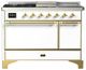 Ilve® Majestic III 48" White Pro Style Dual Fuel Natural Gas Range with Solid Door and Brass Trim-0