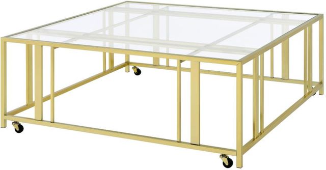 Coaster® Adri Glass Top Coffee Table with Matte Brass Base-2
