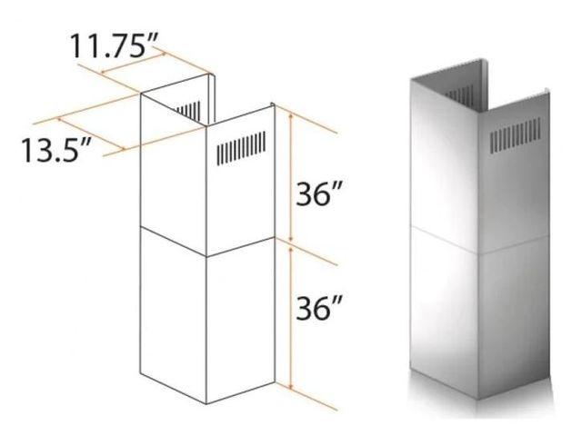 ZLINE 36" Stainless Steel Chimney Extension-2