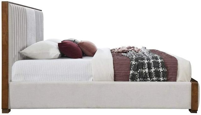 ACME Furniture Kaleea Beige/Walnut Queen Upholstered Panel Bed-3