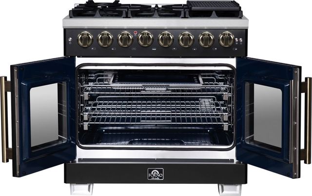 FORNO® Capriasca Series Alta Qualita 36" Black Pro Style Dual Fuel Range-3