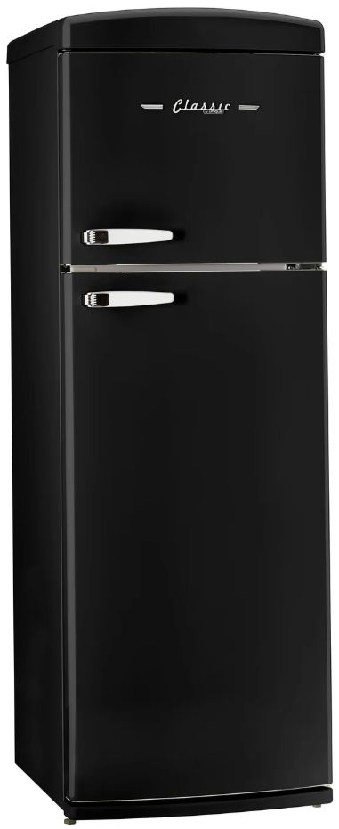 Unique Appliances 24” 11 Cu. Ft. Midnight Black Top Freezer Refrigerator with Chrome Accent Handles-2