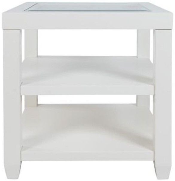 Jofran Inc. Urban Icon Glass Top End Table with White Base-2