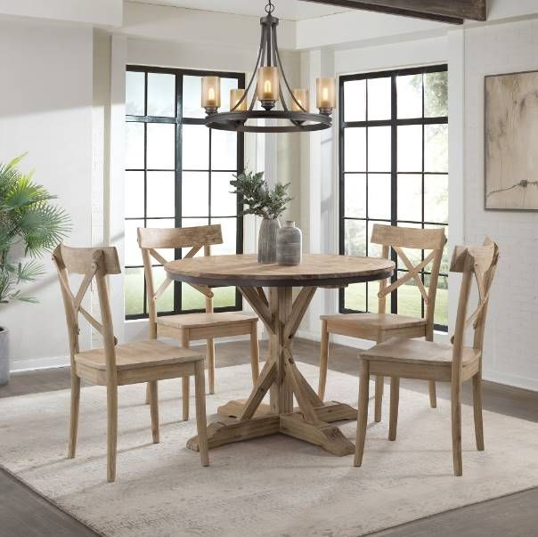 Elements International Callista 5-Piece Beach Round Dining Set-1