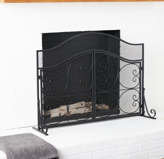 Deco Marche Black Scroll Arched Fireplace Screen-4