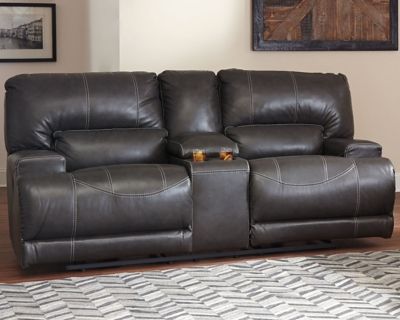 Signature Design by Ashley® McCaskill Gray Power Reclining Loveseat with Console-2