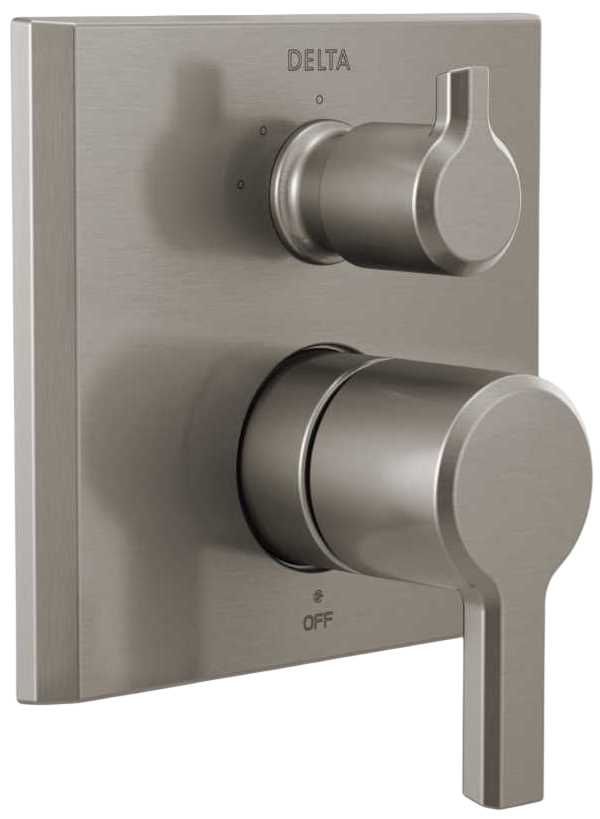 Delta Pivotal® Monitor® 14 Series Lumicoat® Stainless 3-Setting 2-Handle Diverter Valve Trim-0