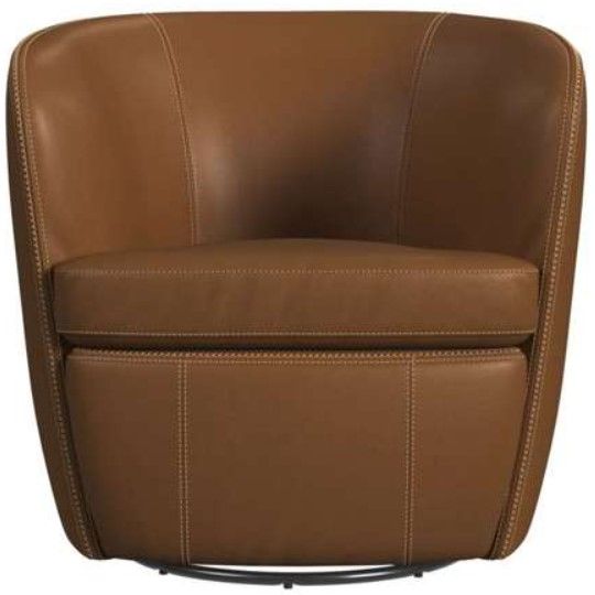 Elements International Vito Pebble Tan Swivel Chair-3