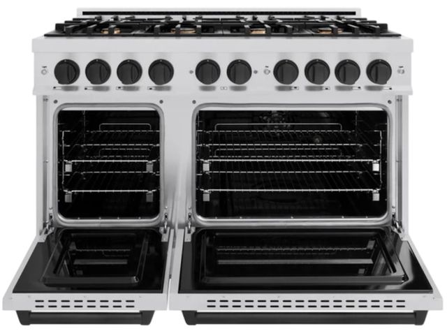 ZLINE Classic Autograph Edition 48" Stainless Steel Pro Style Gas Range with Matte Black Accents-1