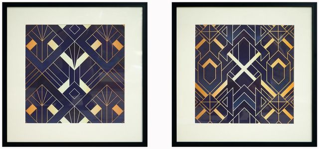 Classy Living 2-Piece Midnight Deco Geometric Pair Wall Art Set-0