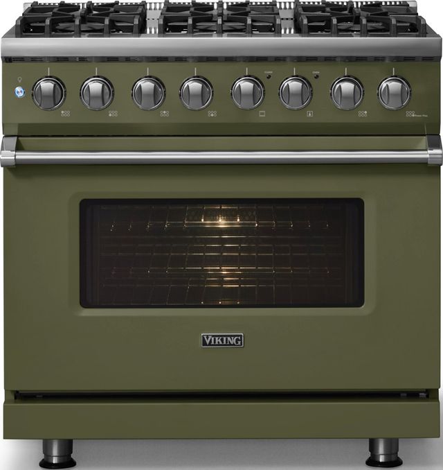 Viking® 5 Series 36" Martini Pro Style Dual Fuel (NG) Range with Polished Chrome Trim-2
