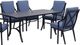 GatherCraft Charlotte 5-Piece Baltic Brown/Splendor Denim Aluminum Outdoor Dining Set-2