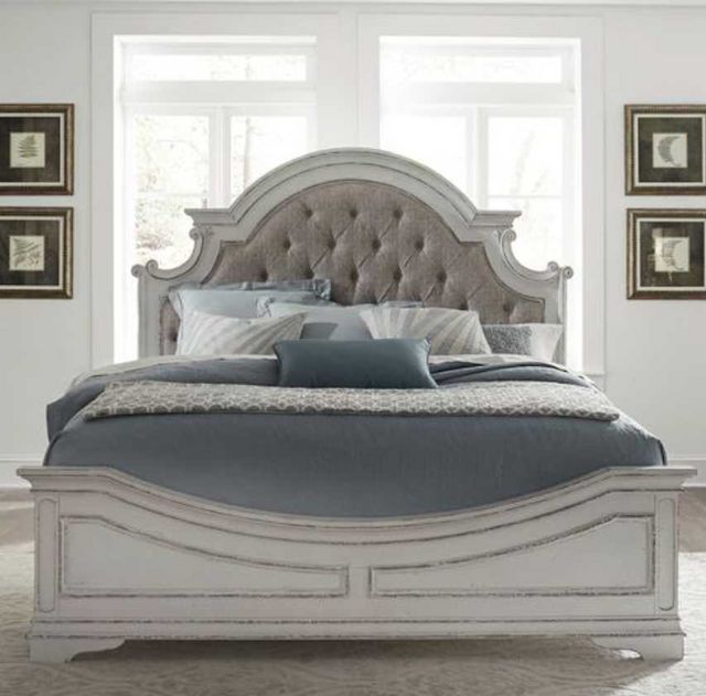 Liberty Furniture Magnolia Manor Antique White Queen Upholstered Bed-1