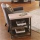 Riverside Furniture Capri Alabaster Travertine Stone Top Chairside Table with Black Base-2