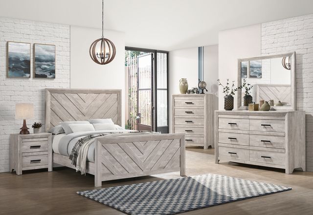 Elements International Eleanor White Queen Panel Bed-1