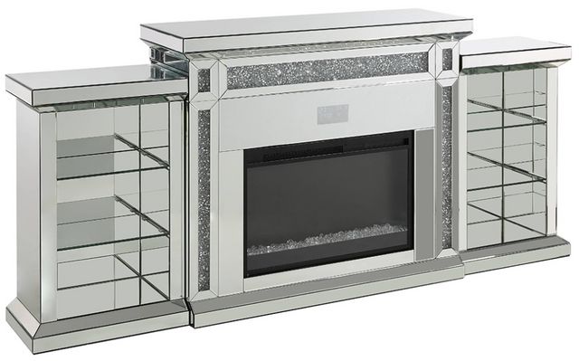 ACME Furniture Noralie Faux Diamonds/Mirrored Fireplace with LED and Bluetooth-0