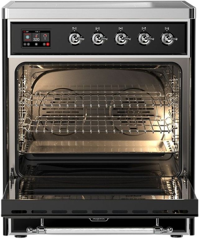 Ilve® Majestic III 30" Glossy Black Pro Style Induction Range with Triple Glass Door and Chrome Trim-1