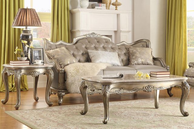 Mazin Furniture Florentina Goldstones Cocktail Table with Marble Top -3