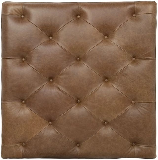 Flexsteel® Hamilton Medium Brown Ottoman with Brushed Brass Base-3